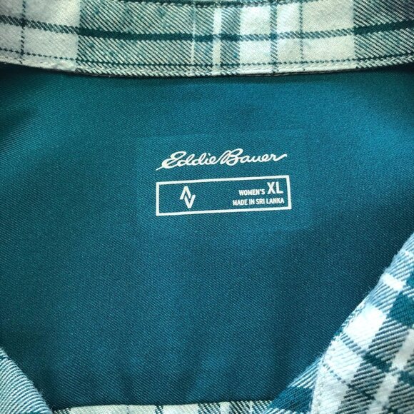 EDDIE Bauer Green Plaid Long Sleeve Button Down Shirt Size XL - Picture 4 of 11